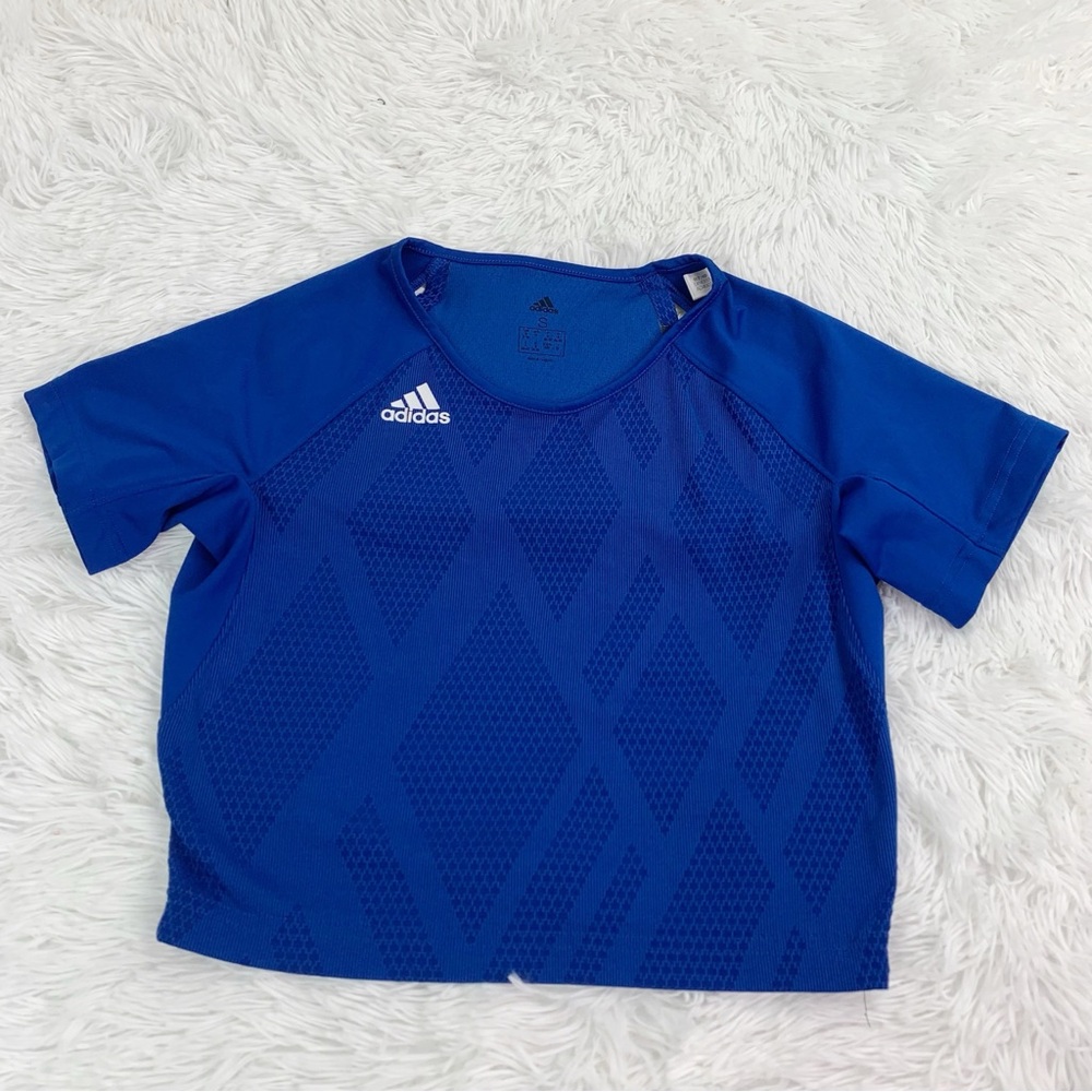 Adidas  Royal Blue Short Sleeve cropped‎ Tee cut out details crew neck fitted